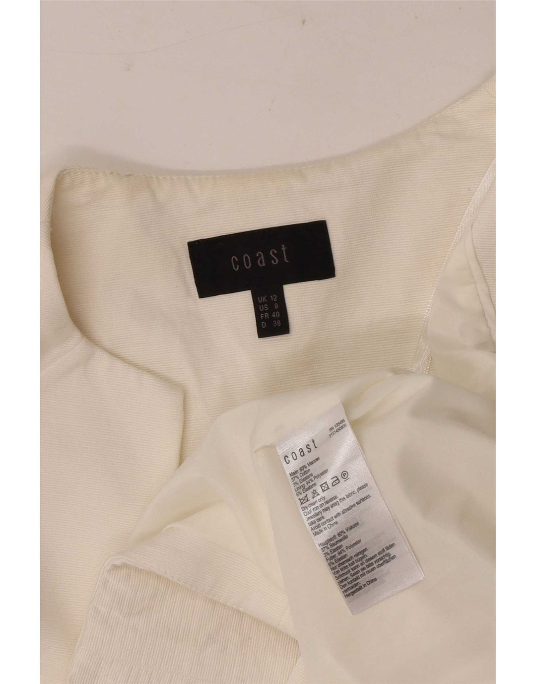 Coast Chaqueta Bolero Abierta de Manga 3/4 para Mujer UK 40 Viscosa Blanca Mediana