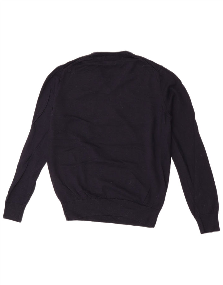 Zara Hombre Jersey Con Cuello En V De Lana Azul Marino Medio