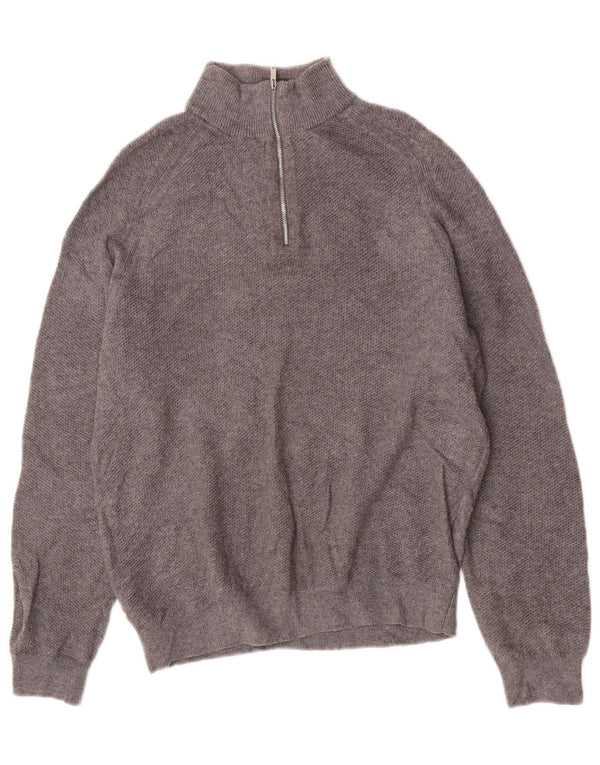 Jersey Reiss Hombre Con Cremallera Y Cuello En Lana Gris Medio