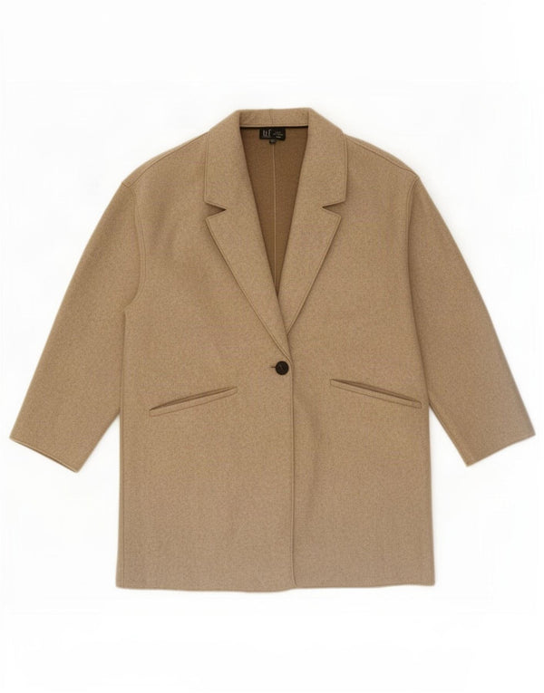 Zara Mujer Trafaluc Abrigo UK 46 Grande Poliéster Beige
