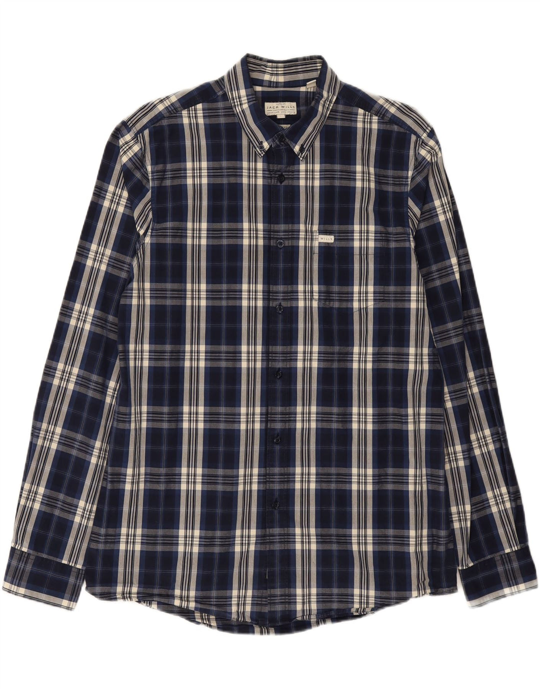 JACK WILLS Mens Shirt Large Blue Check Cotton Vintage Jack Wills and Second-Hand Jack Wills from Messina Hembry 