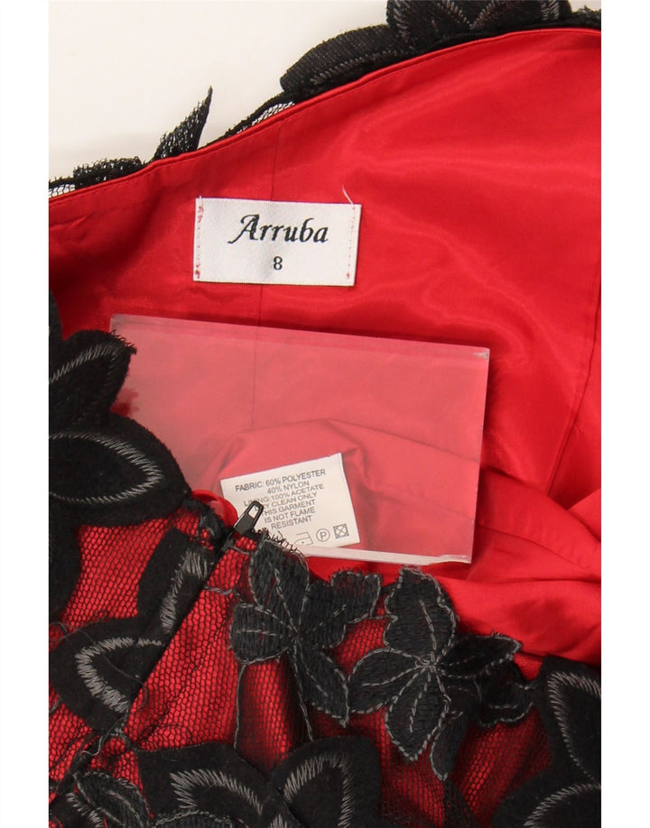 Arruba Top corto con un hombro para mujer UK 8 Pequeño Poliéster floral rojo