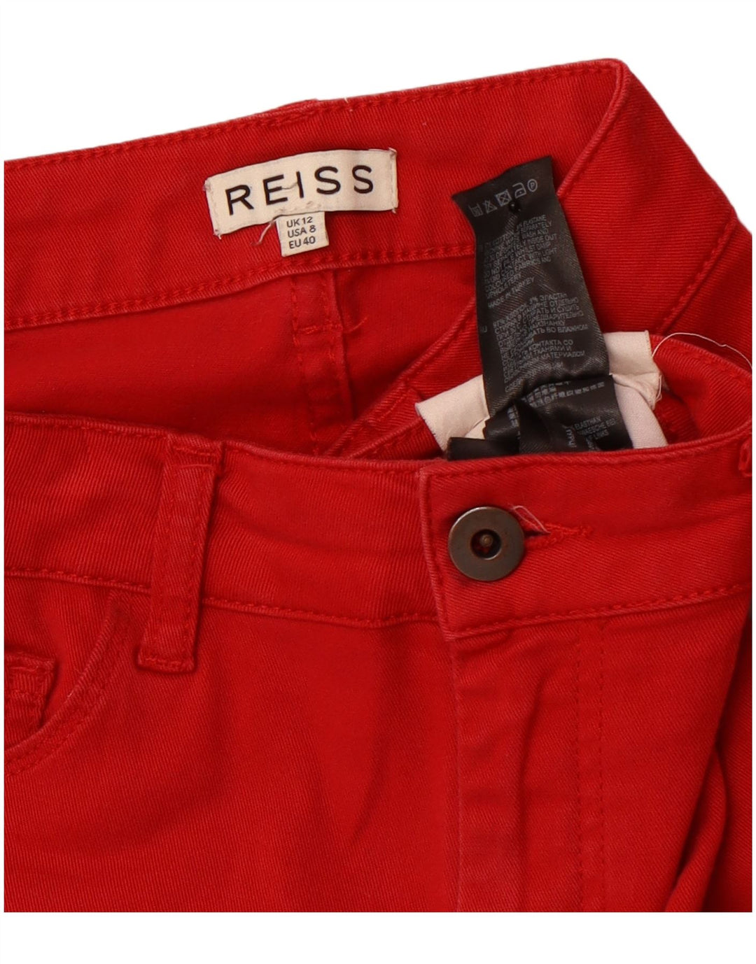 REISS Pantalones casuales ajustados para mujer UK 12 Medium W30 L32 Algodón rojo