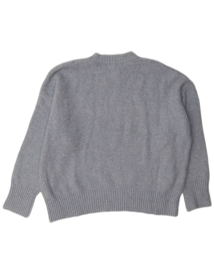 Zara Mujer Suéter De Cuello Redondo De Gran Tamaño UK 10 Pequeño Poliéster Gris