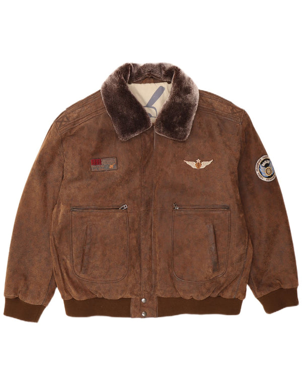Maddox Chaqueta de cuero para hombre UK 52 6XL Cuero marrón
