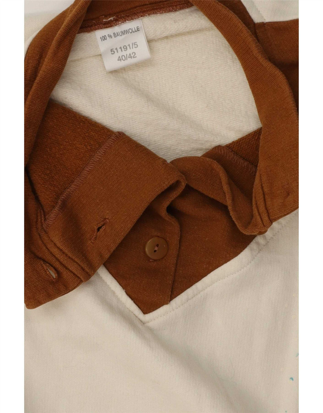 Vintage mujer sudadera gráfica Jumper EU 40/42 Bloque de color blanco medio