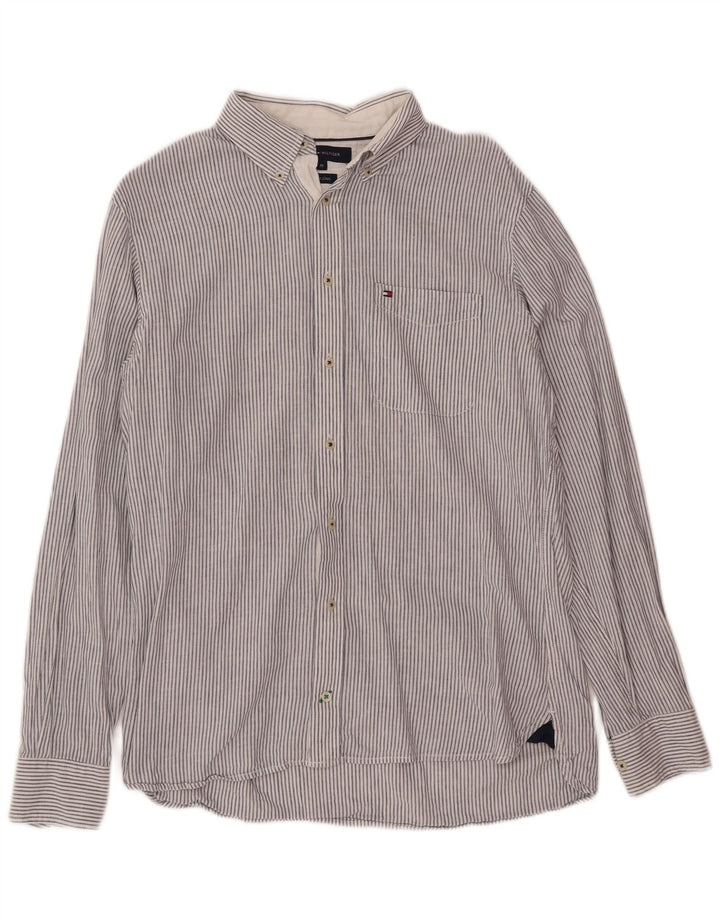 Camisa Tommy Hilfiger Hombre Algodón Azul Medio Rayas Pintadas