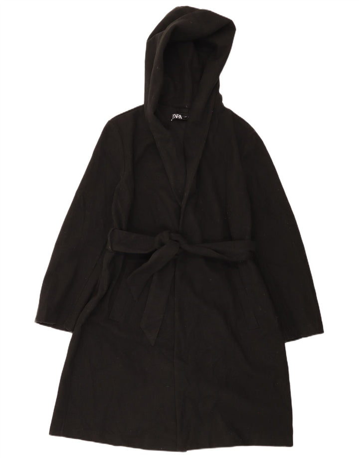 Abrigo con capucha ZARA Mujer UK 46 Large Poliéster negro
