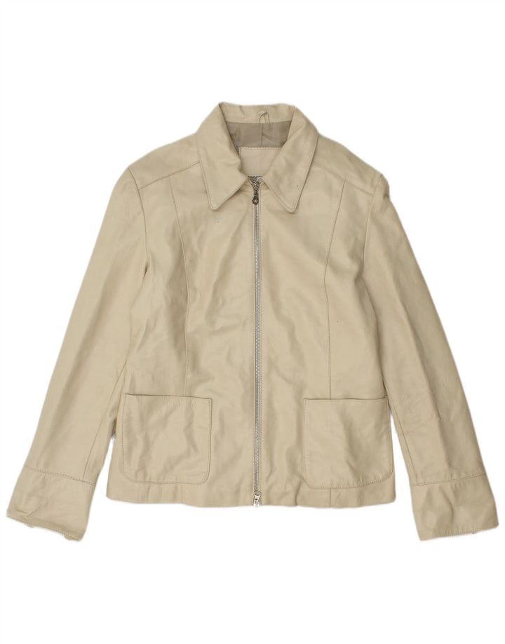 Chaqueta de cuero vintage para mujer IT 48 XL Cuero beige