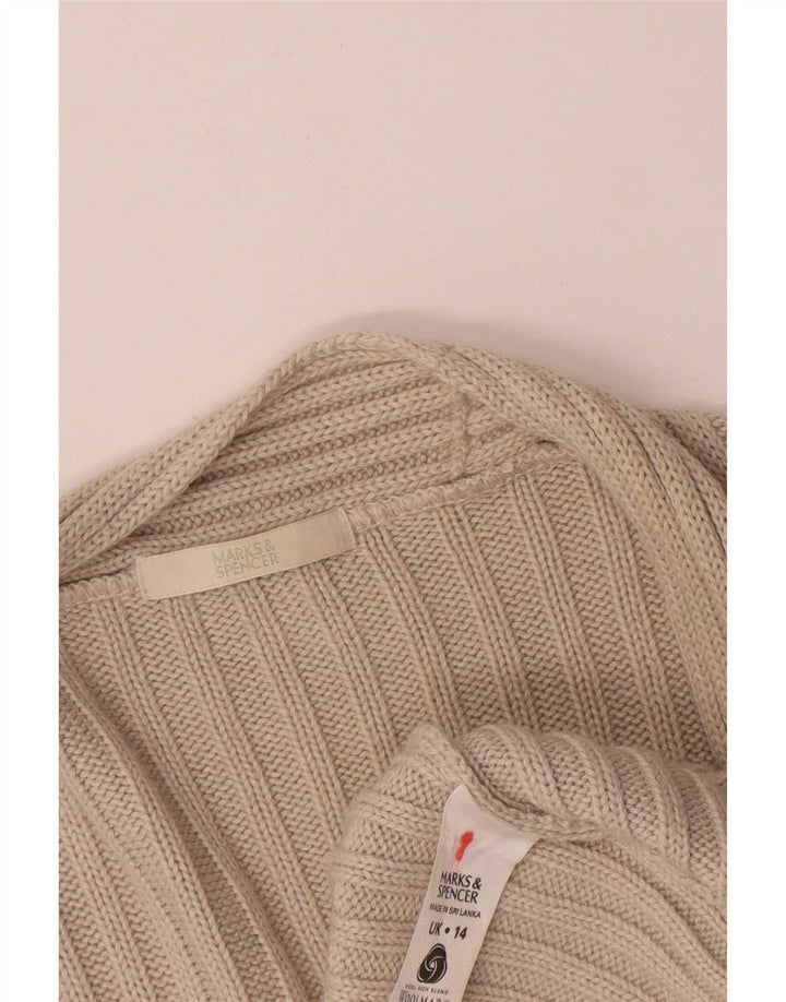 Marks & Spencer Suéter Cárdigan Abierto Largo para Mujer UK 44 Grande Beige