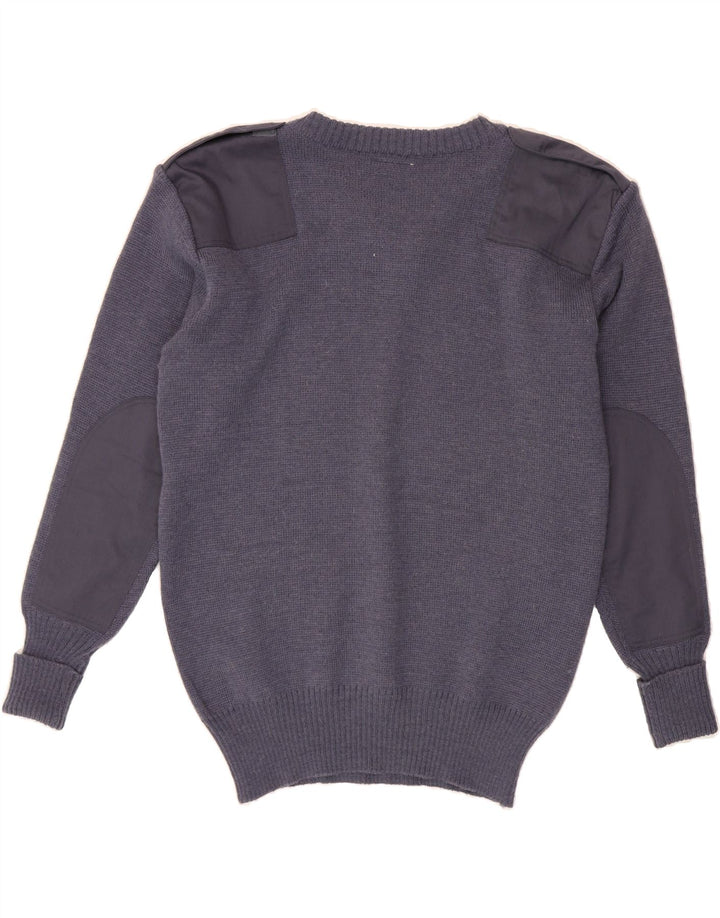 VINTAGE Mens V-Neck Jumper Sweater Large Navy Blue Wool Vintage Vintage and Second-Hand Vintage from Messina Hembry 