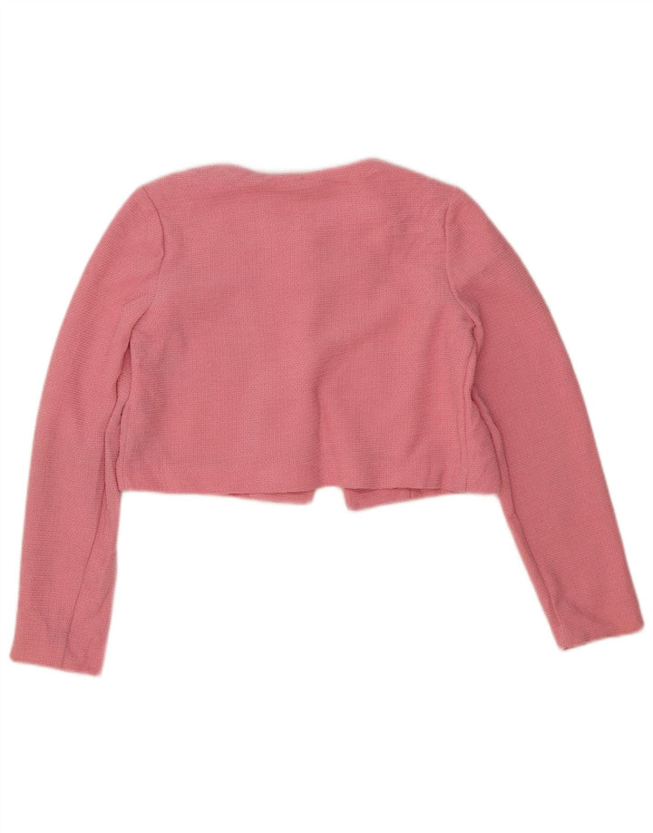 Zara Mujer Crop Cardigan Suéter UK 10 Pequeño Poliéster Rosa