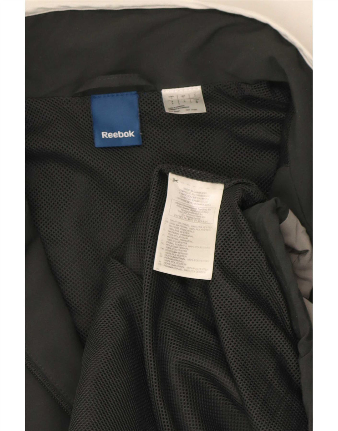 Reebok - Chaqueta de chándal para hombre, talla grande, color negro, poliéster