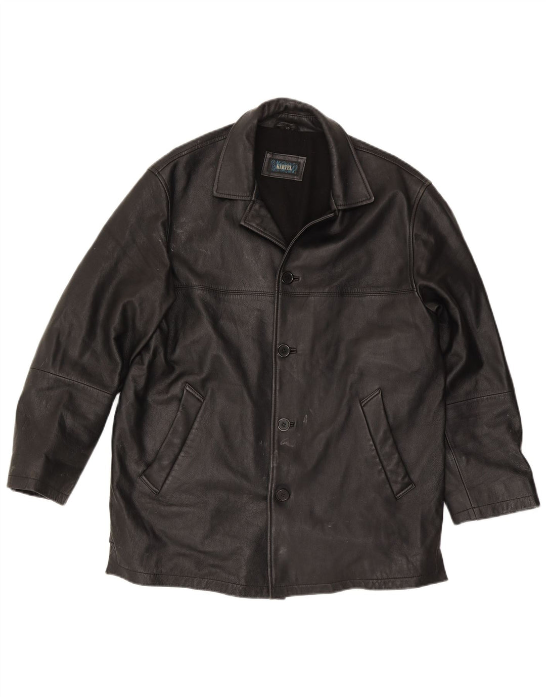 Kartel Chaqueta de cuero para hombre Reino Unido 40 Grande Negro