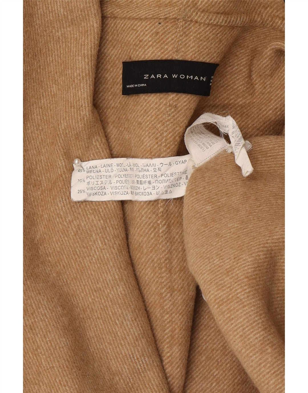 Zara Mujer Abrigo Extragrande UK 44 Lana Beige Medio