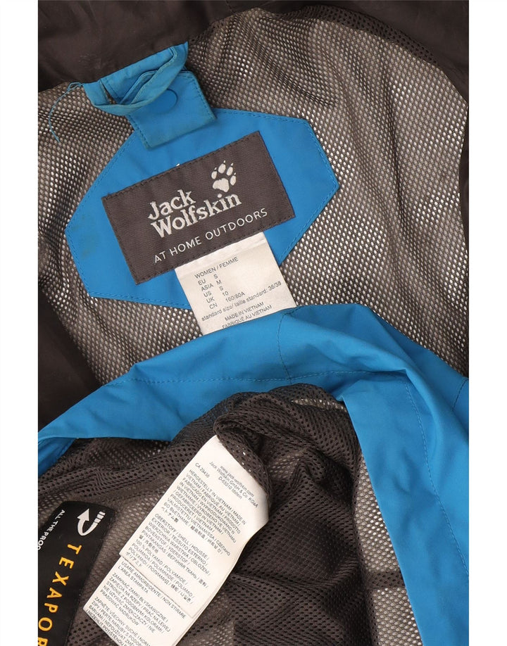 Jack Wolfskin Chaqueta impermeable con capucha para mujer UK 10 Small Blue Polyamide