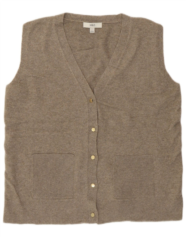 Marks & Spencer Suéter tipo cárdigan sin mangas para mujer UK 46 Large Grey