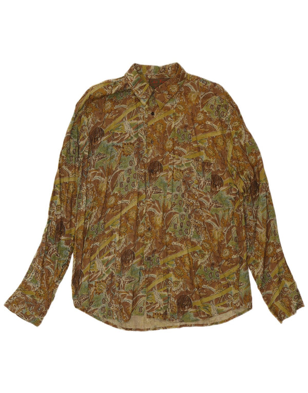 Camisa Vintage Hombre XL Verde Paisley Viscosa