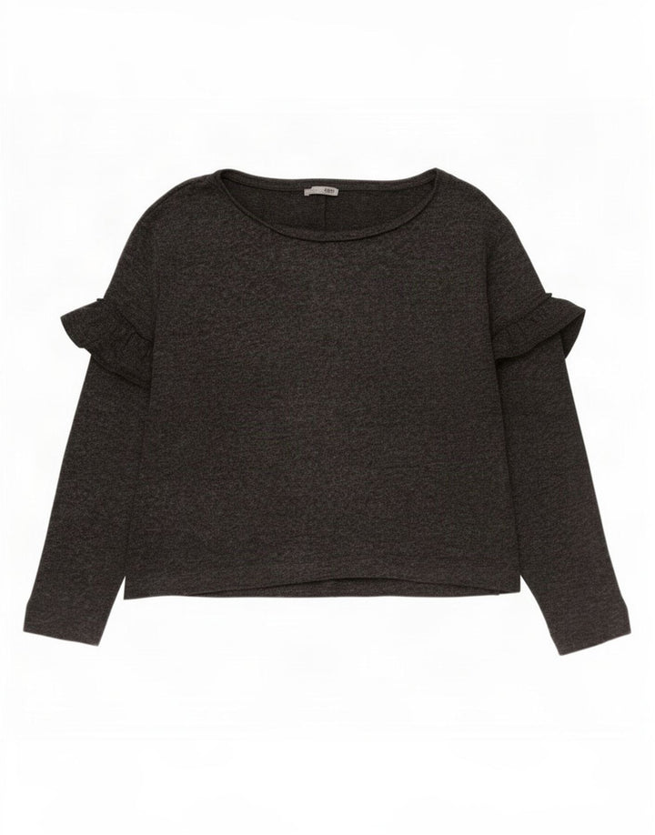Zara Mujer Top Manga Larga UK 44 Gris Medio