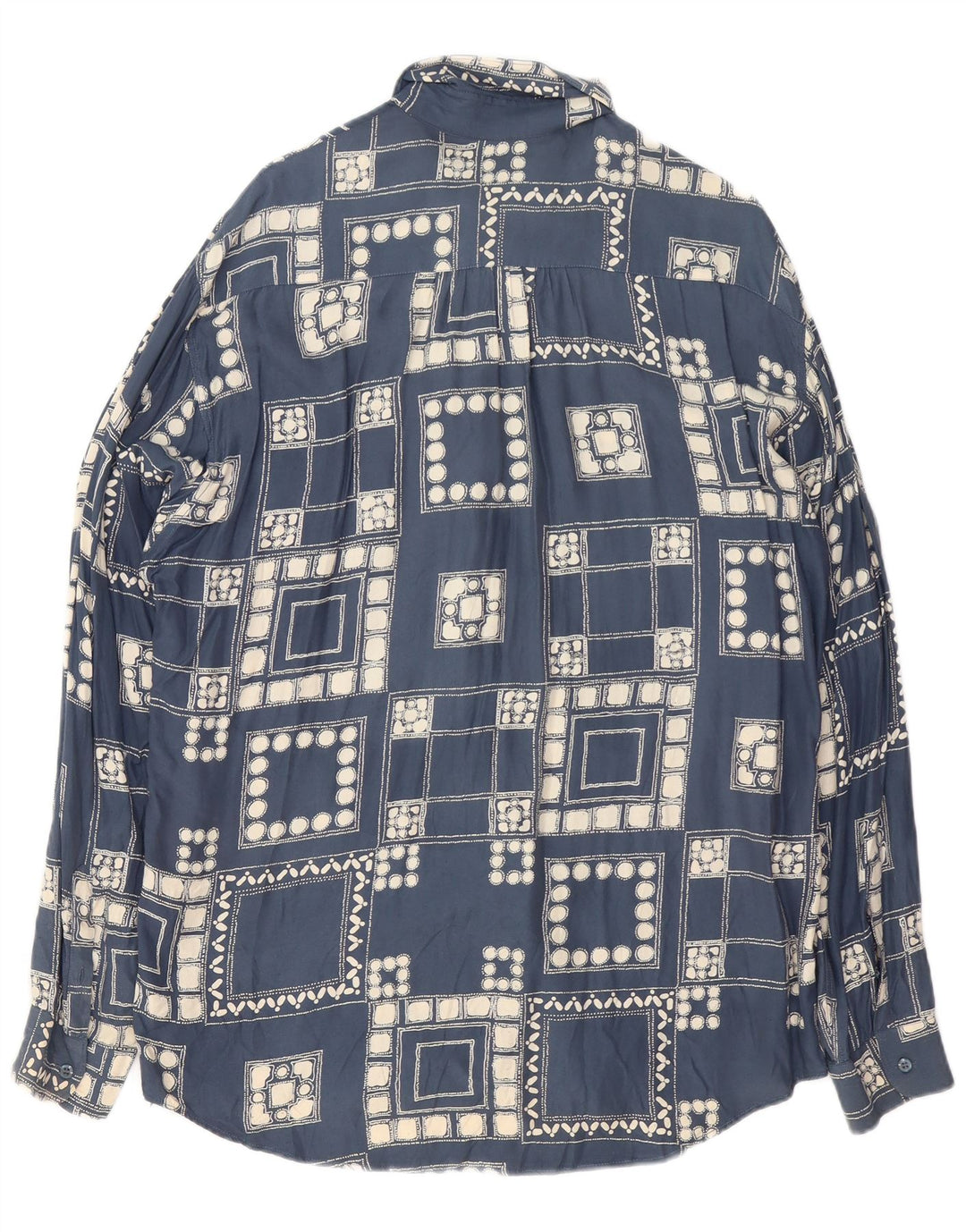 VINTAGE camisa de hombre grande azul marino geométrico