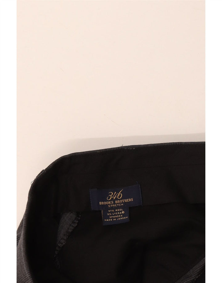 Brooks Brothers Pantalón de traje recto 346 para hombre W36 L31 Lana a cuadros gris