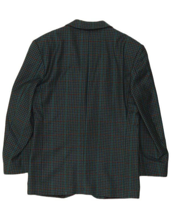 Vintage hombres 2 botones Blazer chaqueta IT 46 pequeña lana verde pata de gallo nueva
