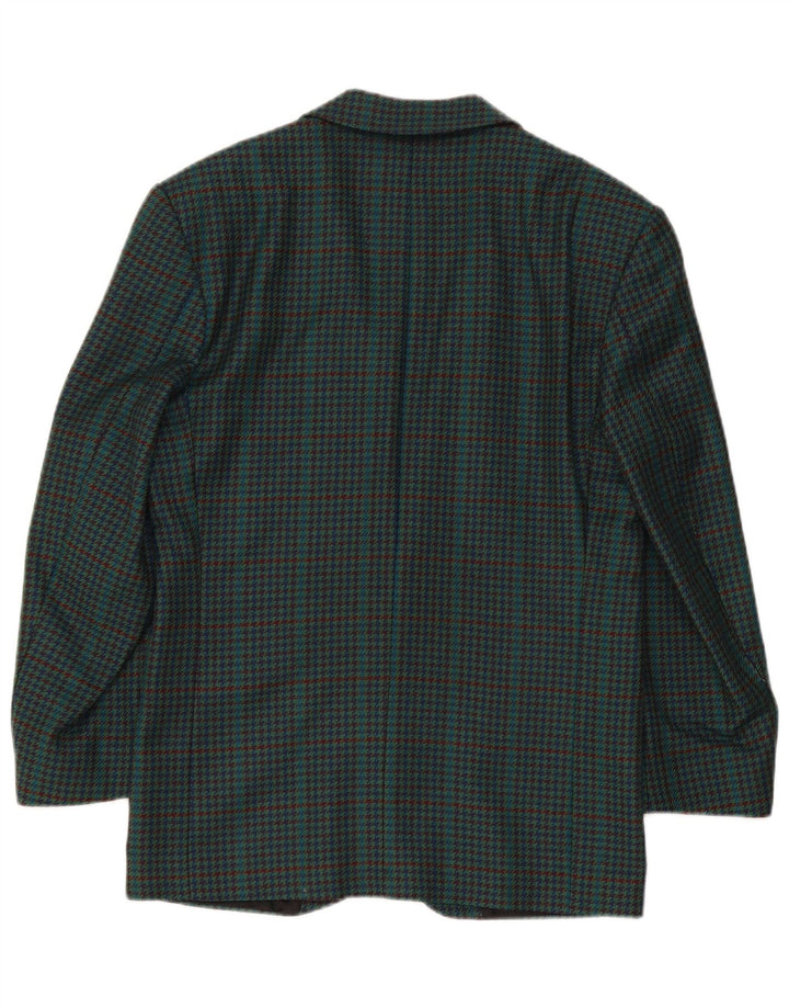 Vintage hombres 2 botones Blazer chaqueta IT 46 pequeña lana verde pata de gallo nueva
