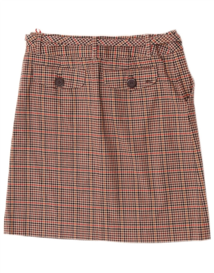 Ben Sherman Minifalda para mujer pequeña W27 algodón a cuadros marrón