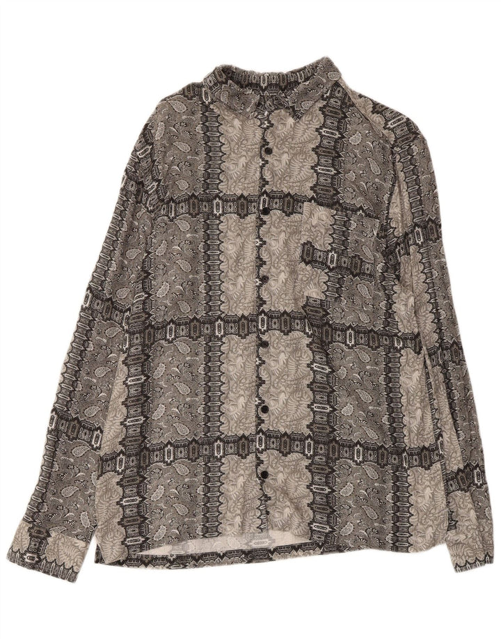 Camisa Hombre TOPMAN Viscosa Paisley Gris Medio