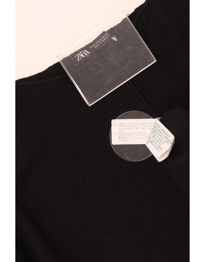 Zara Mujer Top Manga Larga UK 44 Mediano Negro Algodón