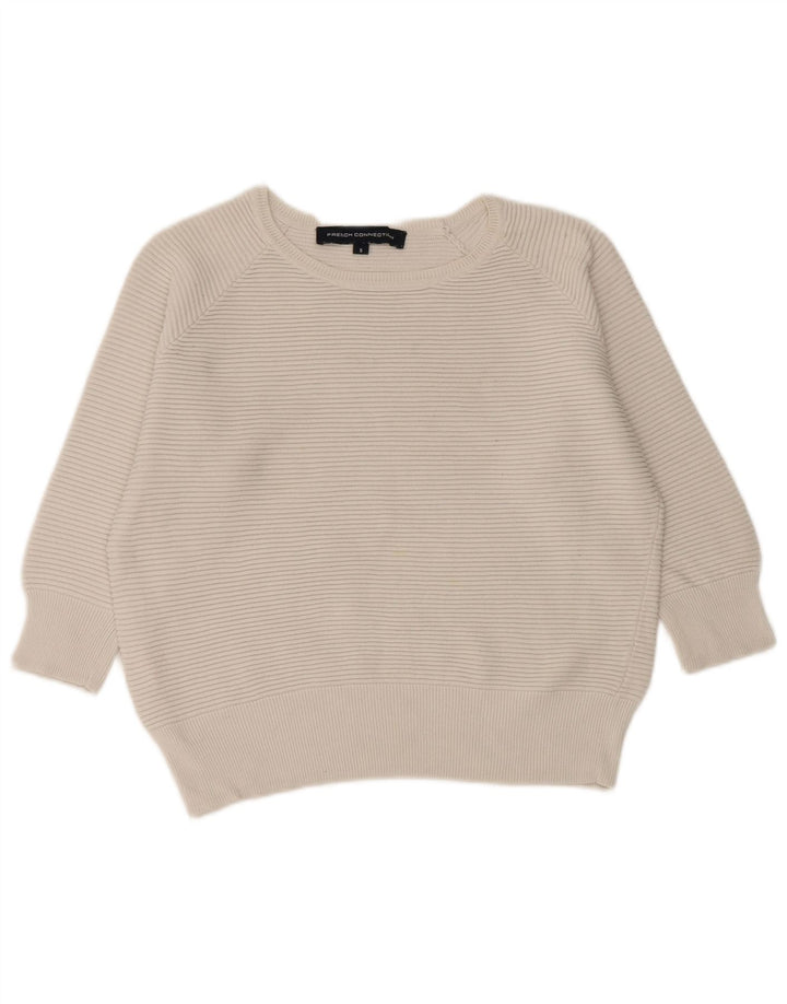 FRENCH CONNECTION Suéter tipo jersey con cuello barco para mujer UK 10 Small White