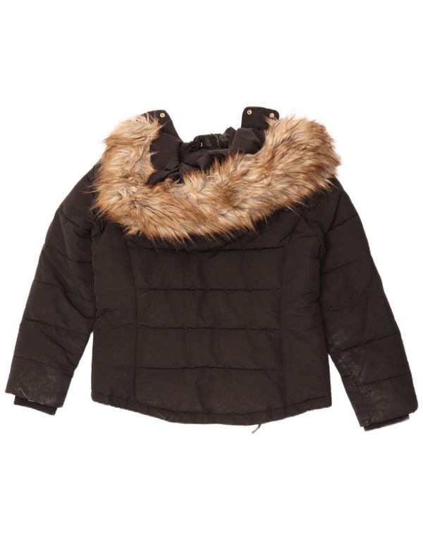 Topshop Chaqueta acolchada con capucha para mujer UK 40 Mediana Poliéster negro