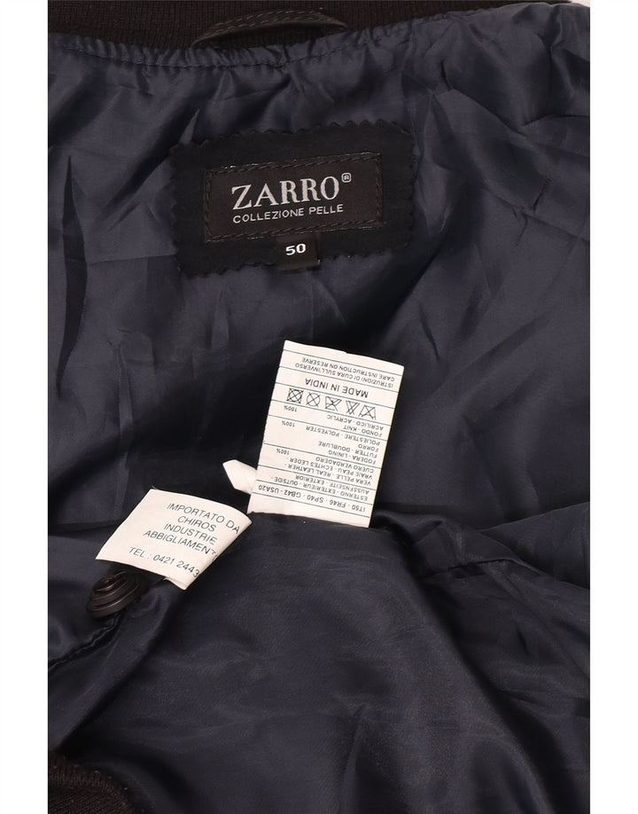 Zarro Chaqueta Bomber de Ante para Hombre IT 50 Grande Cuero Negro