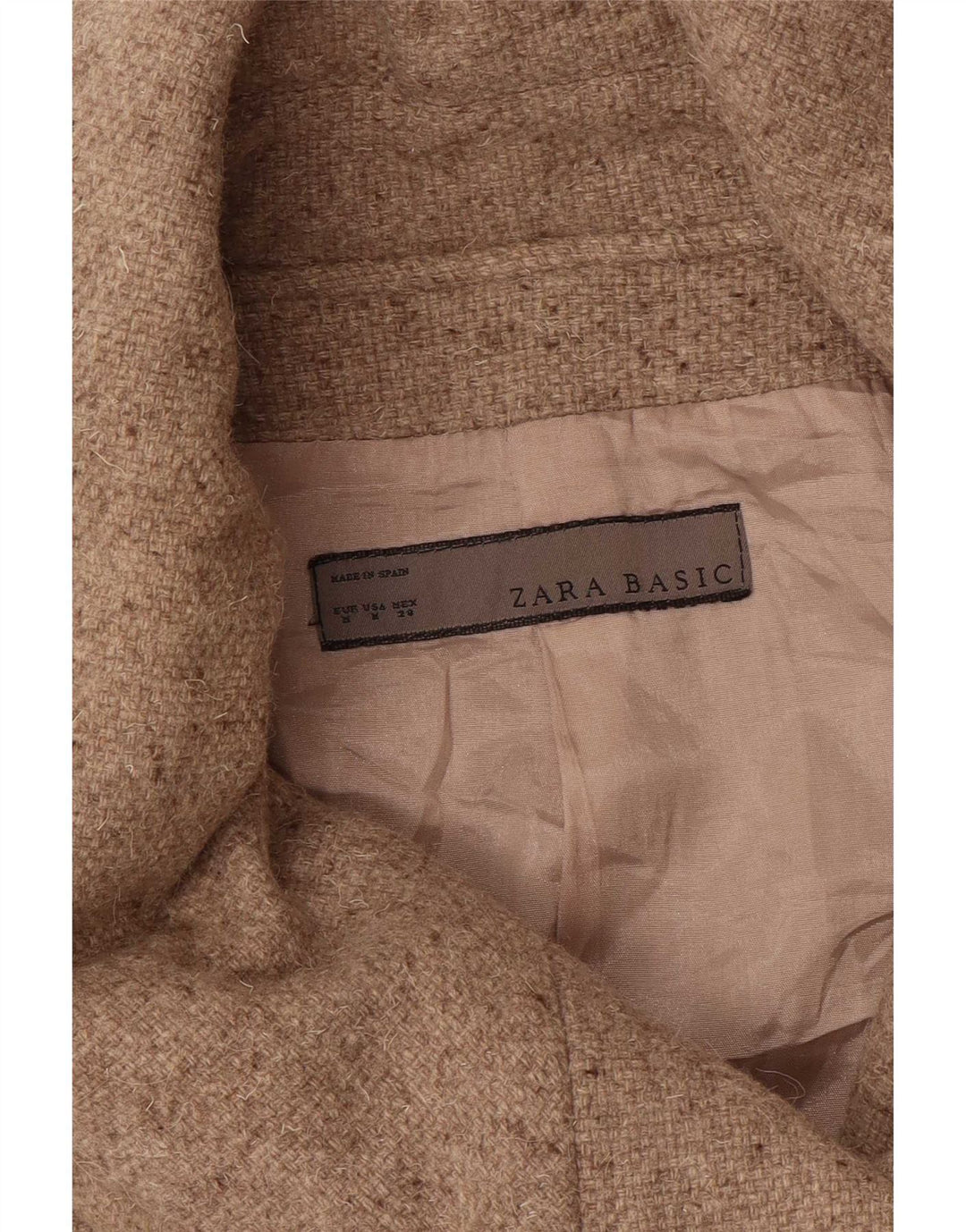 Zara Mujer Abrigo Cruzado UK 42 Medio Beige Moteado