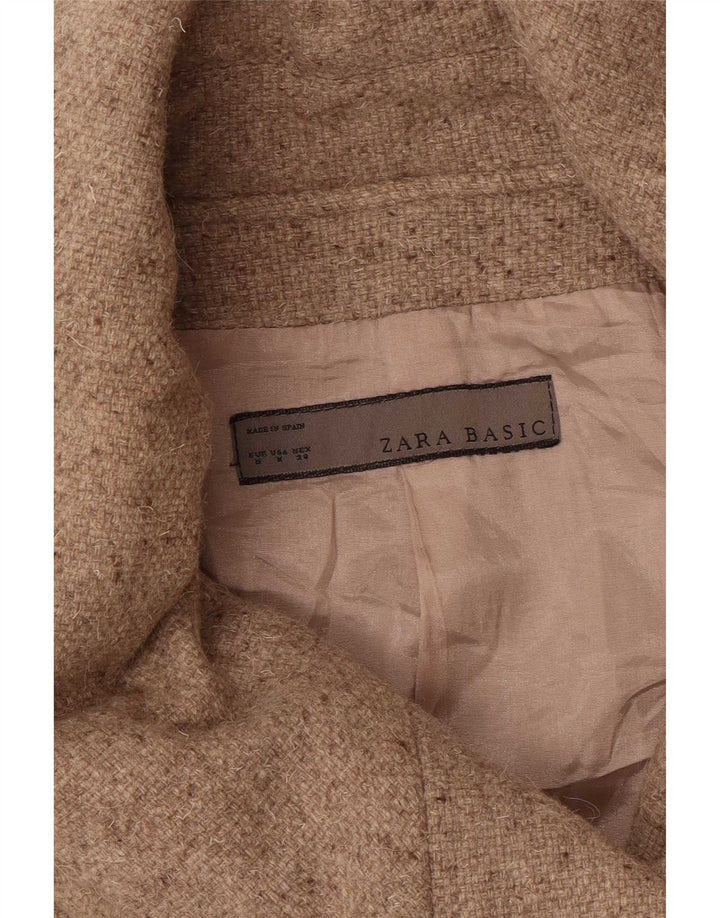 Zara Mujer Abrigo Cruzado UK 42 Medio Beige Moteado