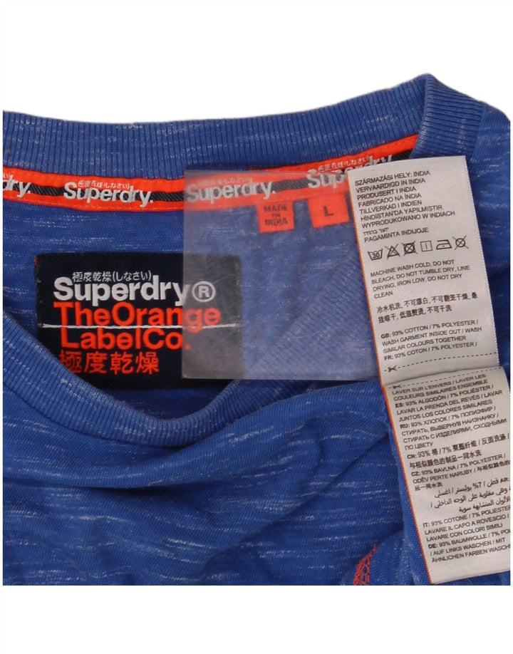 SUPERDRY Camiseta para hombre Top Large de algodón moteado azul