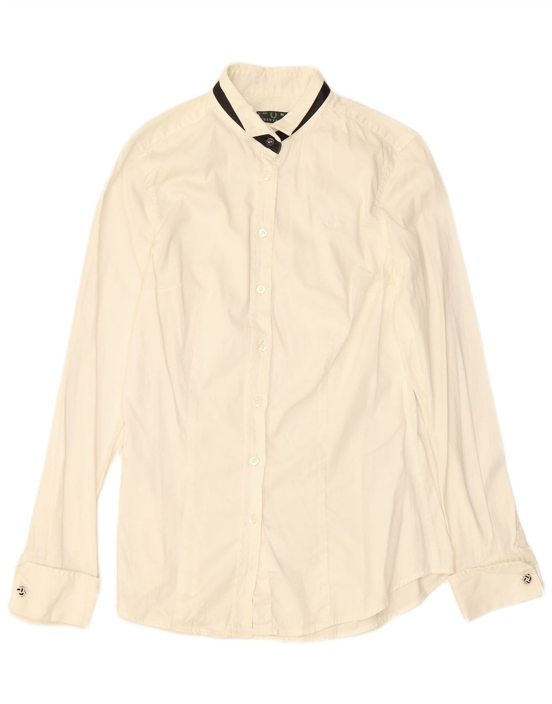 FRED PERRY Camisa de mujer Reino Unido 12 Medio Off White Algodón