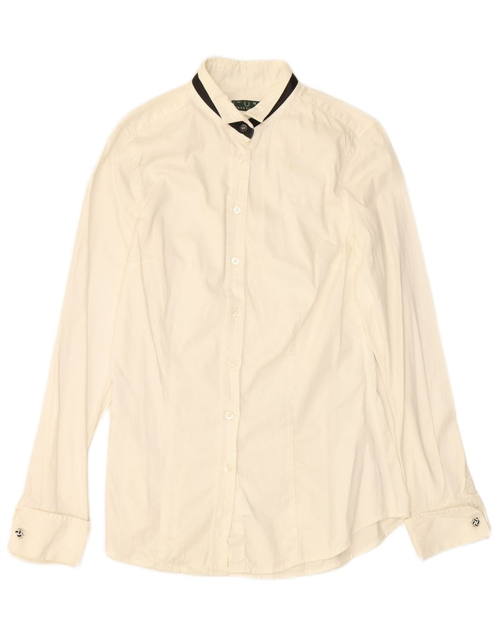 FRED PERRY Camisa de mujer Reino Unido 12 Medio Off White Algodón