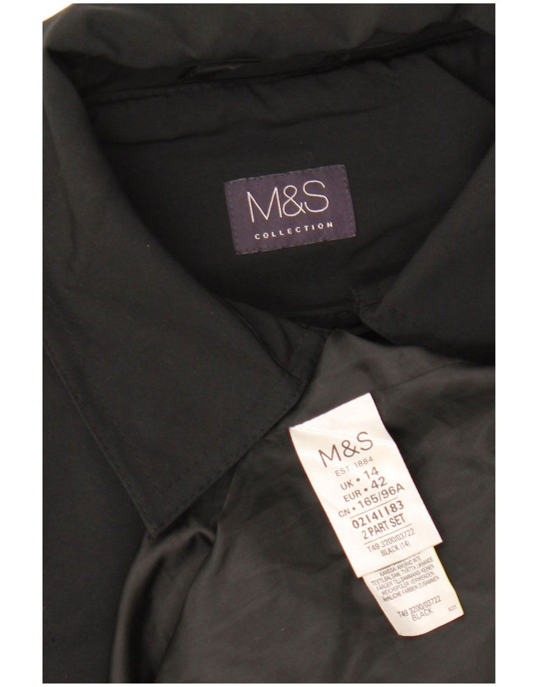 MARKS & SPENCER Gabardina para mujer UK 44 Grande Poliéster negro