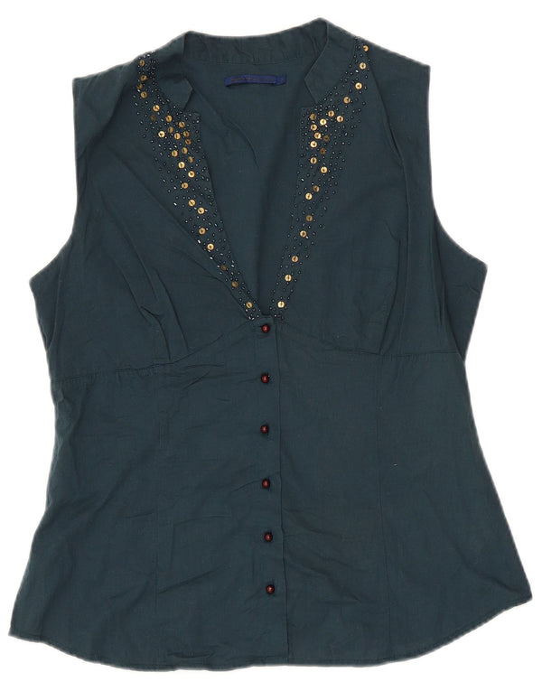 Blusa tipo camisa sin mangas para mujer Gas UK 42 Algodón verde medio