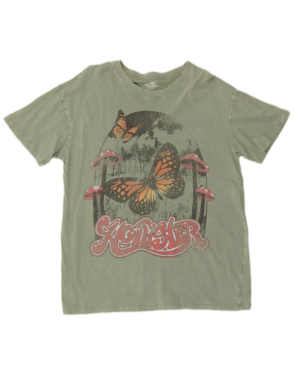 Hollister Hombre Camiseta Gráfica Top Small Algodón Verde