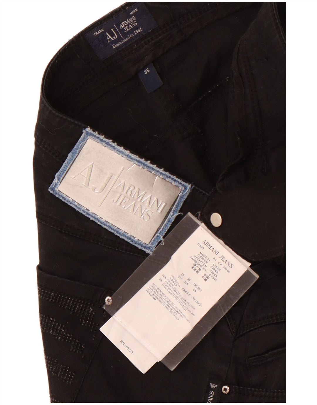 Armani Mujer Pantalones Cortos Slim W35 L25 Algodón Negro