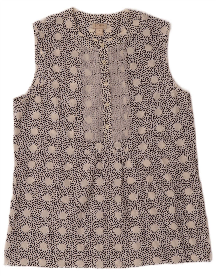 J. CREW Blusa sin mangas para mujer US 4 Pequeño poliéster de lunares blancos