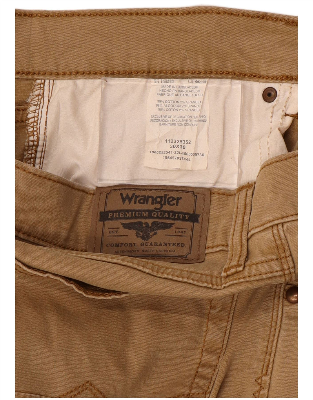 Wrangler Pantalones rectos informales para hombre W30 L30 Algodón marrón