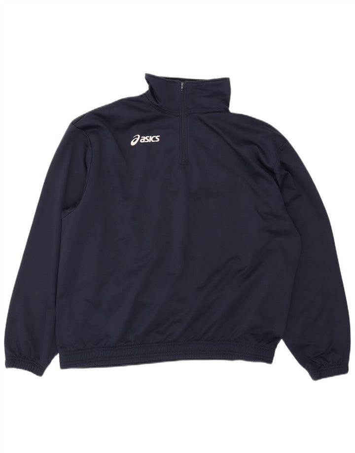 Asics Hombre Jersey Chándal Top Chaqueta XL Azul Marino Poliéster