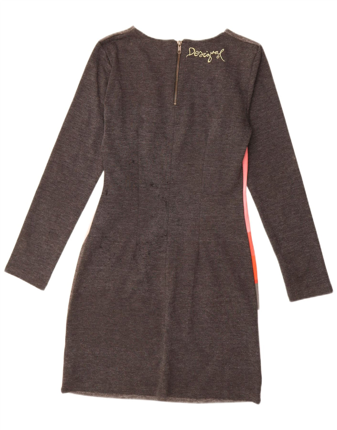 Desigual Vestido tubo de manga larga para mujer UK 42 Gris medio Geométrico