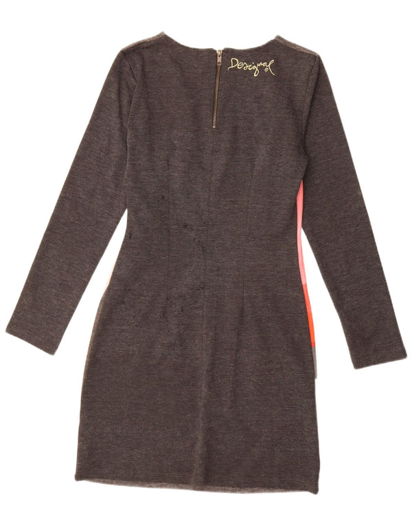 Desigual Vestido tubo de manga larga para mujer UK 42 Gris medio Geométrico