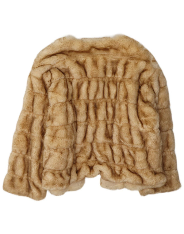 Zara Mujer Chaqueta De Piel Sintética Reino Unido 44 Acrílico Beige Medio