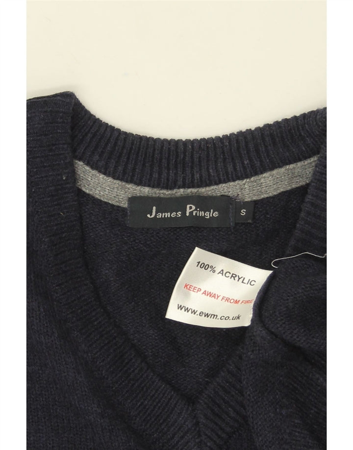 James Pringle Suéter con cuello en V para hombre Pequeño Acrílico azul marino