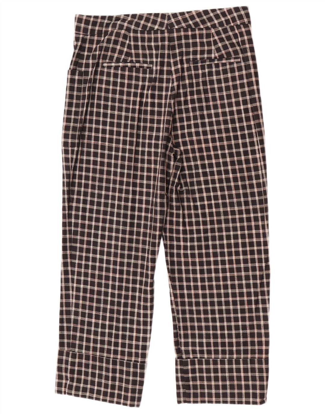 Zara Mujer Pantalones Cortos Medianos W28 L23 Algodón A Cuadros Negro